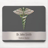 Chrome Holographic 3D Medical Caduceus Mousepad (Vorne)