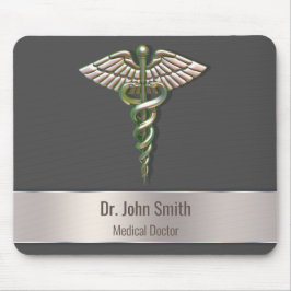 Chrome Holographic 3D Medical Caduceus Mousepad