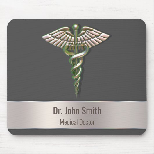 Chrome Holographic 3D Medical Caduceus Mousepad (Vorne)
