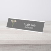 Chrome Holographic 3D Medical Caduceus Schreibtischnamensplakette (Vorderseite )