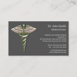 Chrome Holographic 3D Medical Caduceus Terminkarte