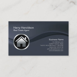 Chrome House Icon Real Anwesen Agent Business Card Visitenkarte