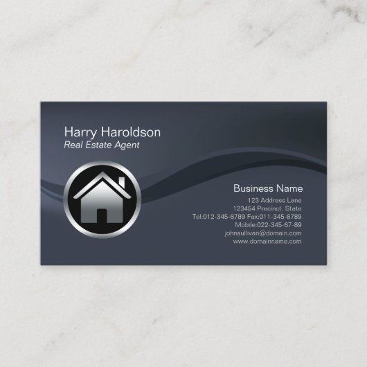 Chrome House Icon Real Anwesen Agent Business Card Visitenkarte (Vorderseite)