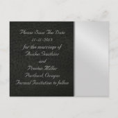 Chrome & Imitats Lederherz Save the Date Postkarte (Rückseite)