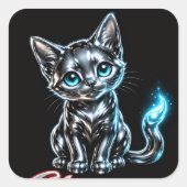 Chrome Kitten Aufkleberbogen Quadratischer Aufkleber (Vorderseite)