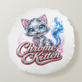 CHROME KITTEN  Baumwoll-Kissenhülle Rundes Kissen