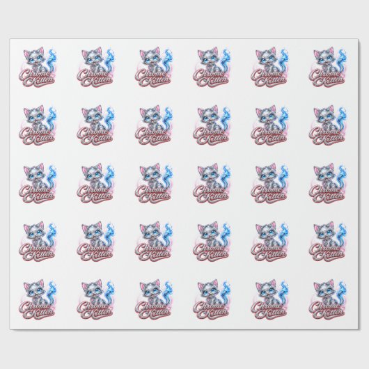 CHROME KITTEN Glanz-Verpackungspapier Geschenkpapier (Flach)