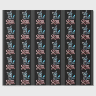 Chrome Kitten Schwarzes Geschenkpapier