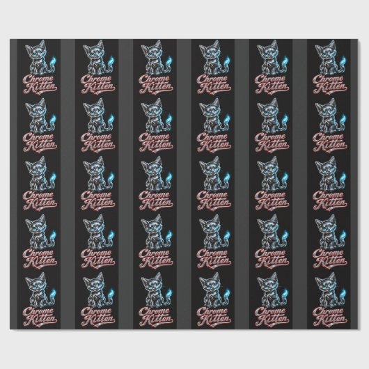 Chrome Kitten Schwarzes Geschenkpapier (Flach)