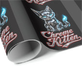 Chrome Kitten Schwarzes Geschenkpapier (Rolleneckpunkt)