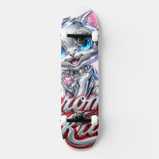 Chrome Kitten Skateboard mit Achsen und Rädern (Vorderseite)