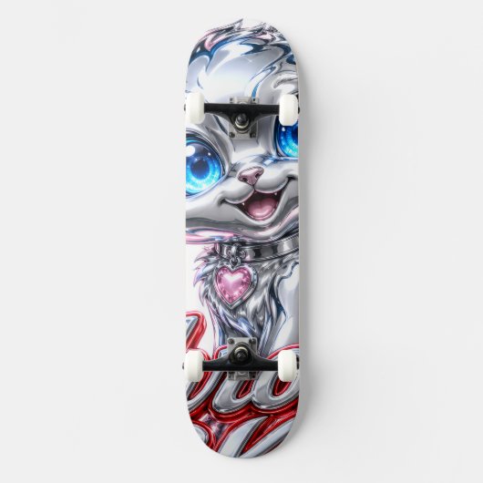 CHROME KITTEN Skateboard, mit Trucks und Rädern Skateboard (Vorderseite)