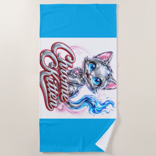 Chrome Kitten Strandtuch (Vorderseite)