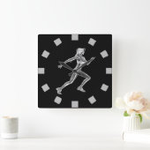 Chrome Lady Runner Wall Clock Quadratische Wanduhr (Zuhause)