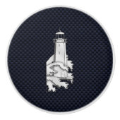 Chrome Leuchtturm auf Navy Carbon Fibre Print Keramikknauf (Vorderseite)