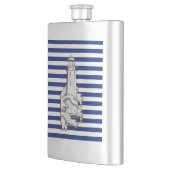 Chrome Leuchtturm auf Navy Stripes Print Flachmann (Links)