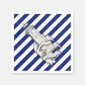 Chrome Leuchtturm auf Navy Stripes Print Serviette (Vorderseite)