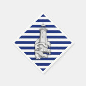 Chrome Leuchtturm auf Navy Stripes Print Serviette (Ecke)