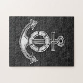 Chrome Lifesaver Anker auf Kohlenstofffaser Puzzle (Horizontal)