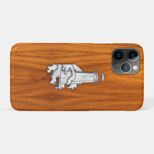 Chrome Lighthouse auf Teak Wood Case-Mate iPhone Hülle (Rückseite (Horizontal))