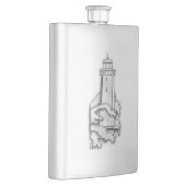 Chrome Lighthouse Nautical Print Flachmann (Rechts)