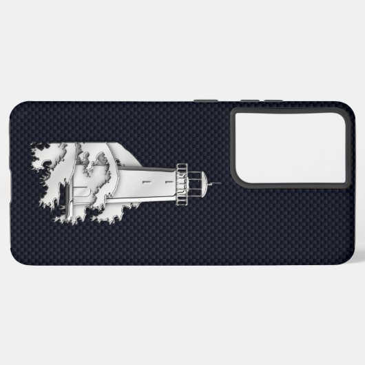 Chrome Lighthouse on Carbon Fiber Print Samsung Galaxy Hülle (Rückseite (Horizontal))