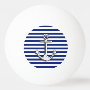 Chrome like Anchor auf Navy Blue Stripes Decke Tischtennisball