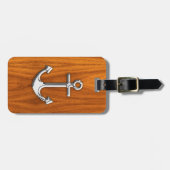 Chrome Like Anchor auf Teak Veneer Gepäckanhänger (Vorderseite horizontal)