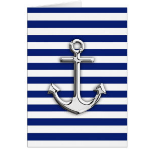 Chrome Like Anchor Design on Navy Stripes