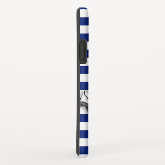Chrome like Anchor Graphic on Navy Stripes Case-Mate iPhone Hülle (Hinten/Rechts)