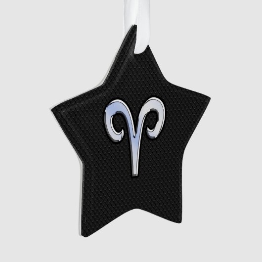 Chrome like Aries Zodiac Symbol Ornament (Vorderseite)