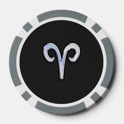 Chrome like Aries Zodiac Symbol Pokerchips (Rückseite)