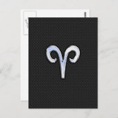 Chrome like Aries Zodiac Symbol Postkarte (Vorne/Hinten)