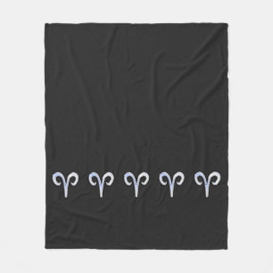 Chrome like Aries Zodiac Symbol Snake Skin Style Fleecedecke