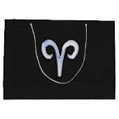 Chrome like Aries Zodiac Symbol Snake Skin Style Große Geschenktüte (Rückseite)
