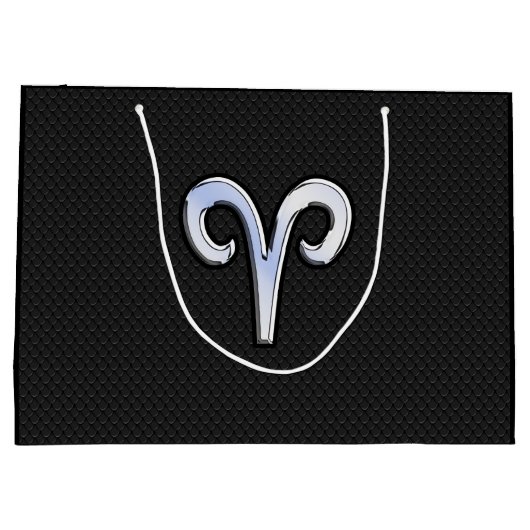 Chrome like Aries Zodiac Symbol Snake Skin Style Große Geschenktüte (Rückseite)