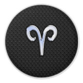 Chrome like Aries Zodiac Symbol Snake Skin Style Keramikknauf (Vorderseite)