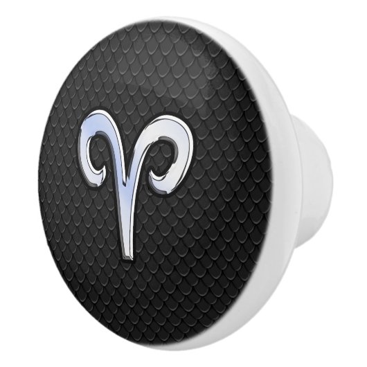 Chrome like Aries Zodiac Symbol Snake Skin Style Keramikknauf (Rechts)