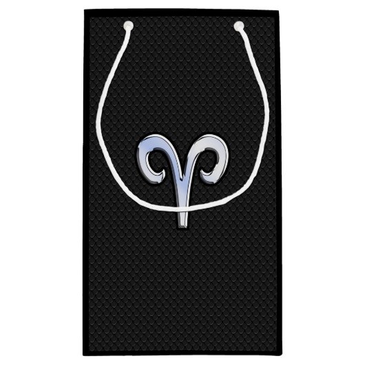 Chrome like Aries Zodiac Symbol Snake Skin Style Kleine Geschenktüte (Rückseite)