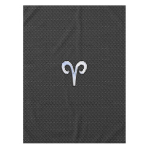 Chrome like Aries Zodiac Symbol Snake Skin Style Tischdecke