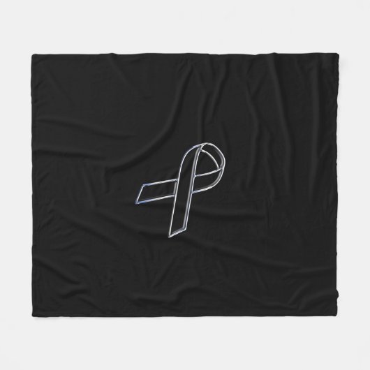 Chrome like Black Ribbon Awareness Fleecedecke (Vorderseite (Horizontal))