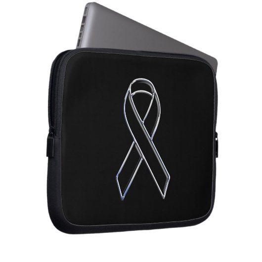 Chrome like Black Ribbon Awareness Laptopschutzhülle (Vorne Rechts)