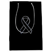 Chrome like Black Ribbon Awareness Mittlere Geschenktüte (Vorderseite)
