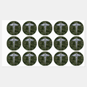 Chrome Like Caduceus Symbol auf Green Camouflage Etiketten