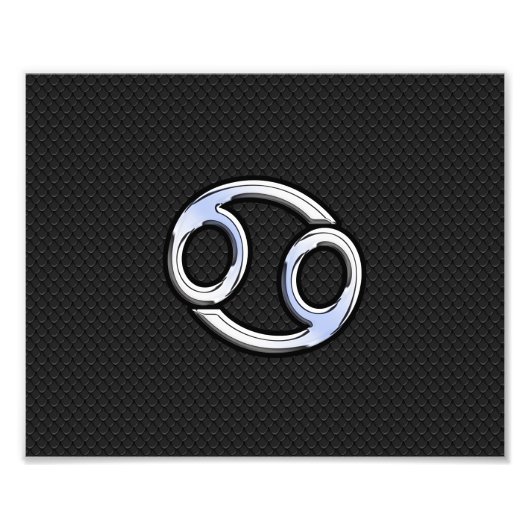 Chrome like Cancer Zodiac-Zeichen auf schwarz Fotodruck (Vorne)