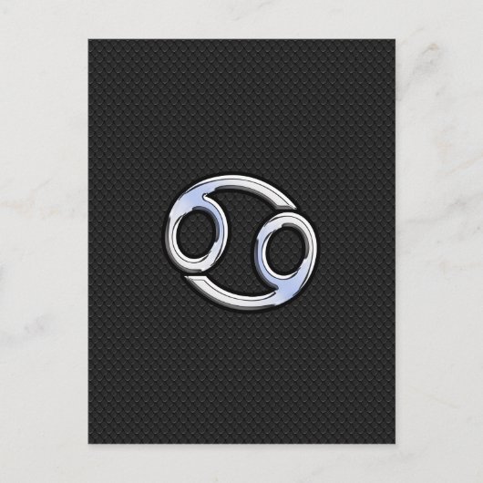Chrome like Cancer Zodiac-Zeichen auf schwarz Postkarte (Vorderseite)