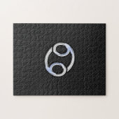 Chrome like Cancer Zodiac-Zeichen auf schwarz Puzzle (Horizontal)