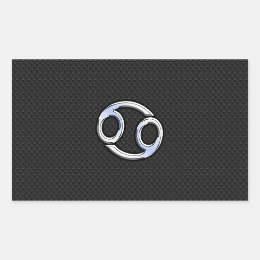 Chrome like Cancer Zodiac-Zeichen auf schwarz Rechteckiger Aufkleber (Vorderseite)