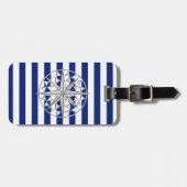 Chrome like Compass auf nautischen Streifen Gepäckanhänger (Vorderseite horizontal)