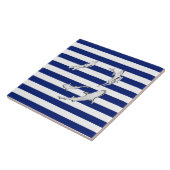 Chrome like Diver and Sharks on Nautical Stripes Fliese (Seite)